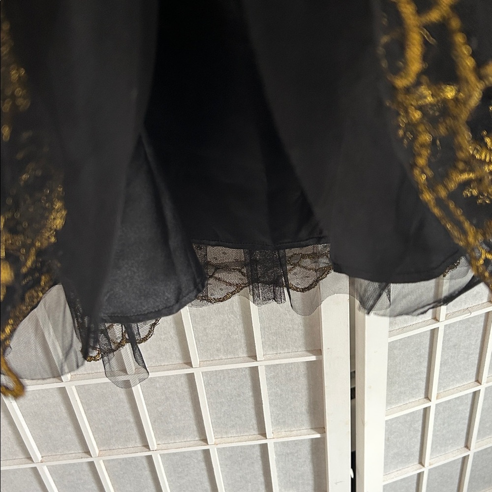 Chic Black Skirt with Gold Embroidery - Picture 4 of 7